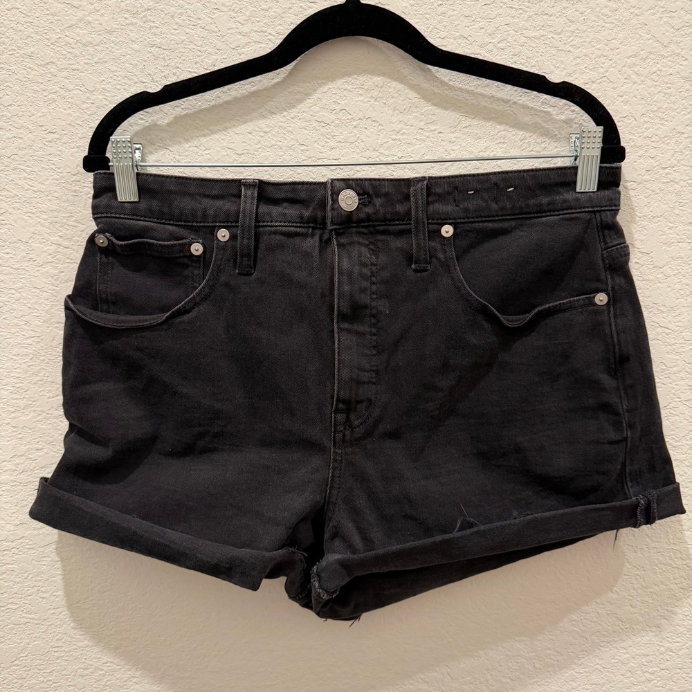 Madewell Curvy High-Rise Denim Shorts Black Size 30 Rolled Cuff Cut Offs